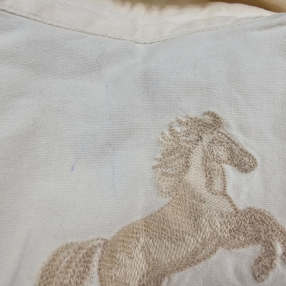 Mango MNG Western Button Up Shirt Horse Embroidery Cream Small - Picture 4 of 8